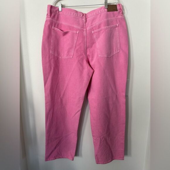 Madewell Barbie Pink Baggy Straight Jeans Garment-Dyed Edition 33 - Picture 4 of 9